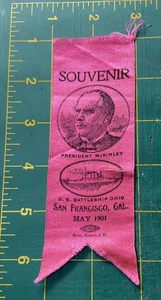 Scarce May 18, 1901 President McKinley at USS OHIO Launch SAN FRANCISCO Ribbon - Picture 1 of 4