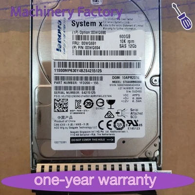IBM LENOVO 00WG690 600GB 00WG691 SAS 10K 12GBPS 2.5" G3HS X3650M5 Hard Drive - Image 1 of 4