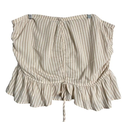 Top corto tubo ceñido tórrido para mujer talla grande 3X a rayas basculantes con volantes de cemento boho Foto 1 de 4