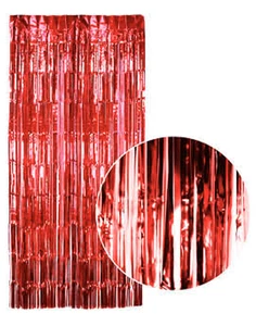Red Metallic Fringe Backdrop Party Decorations 200cm x 100cm Door Curtain - Picture 1 of 2
