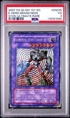 PSA 3 1ST EDITION ULTIMATE RARE Elemental Hero Grand Neos STON-EN035 YUGIOH 2007 - Image 1 of 2