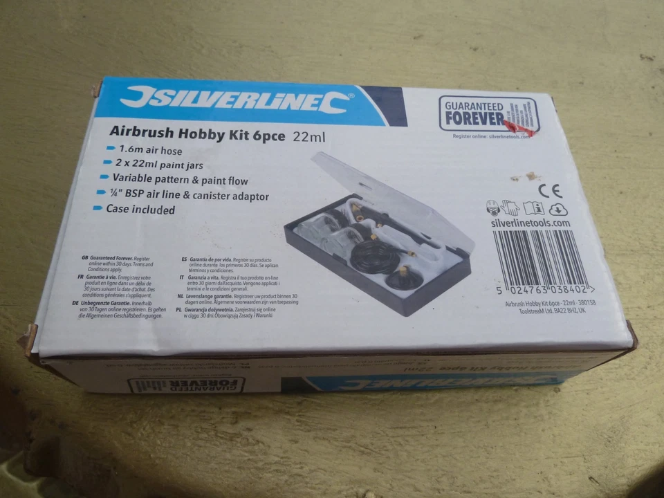 Silverline Airbrush Hobby Kit With Storage Case 22ml 6 Piece Model Work NEW - Image 1 of 4