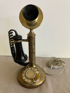 Amerikanisches Klingeltelefon 1910 Messing Kerzenständer Telefon - Bild 1 von 20