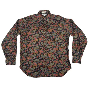 Vintage Paisley AOP Shirt Men's L Bullock Jones USA Made Long Sleeve Button Down - Picture 1 of 11