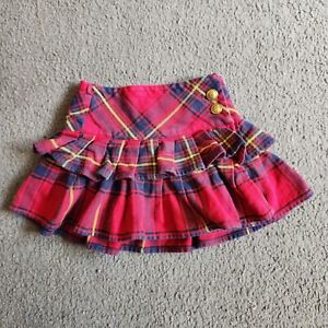 Ralph Lauren Skirt Toddler Size 4 Plaid Ruffles Buttons Cotton Kids RL Girls