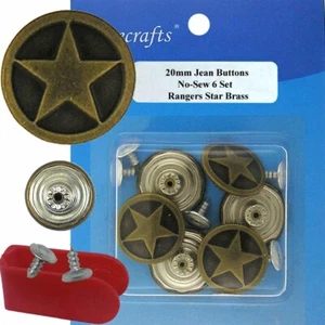 20 mm No-Sew Brass Replacement Jean Tack Buttons (20A14_6)  6 CT. w/Tool - Picture 1 of 3