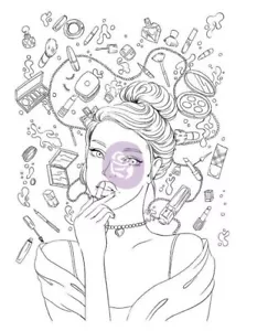 Prima Prinzessinnen - Glamour - Haftstempel 7" x 5" Mixed Media Malplaner - Bild 1 von 2