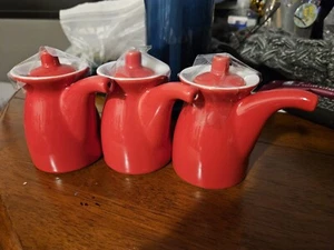 Lot Of 3 Crate And Barrel Red Soy Pots NEW - Picture 1 of 2