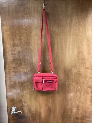 Women "Baggallini" red small canvas shoulder bag. P.O. - Image 1 of 2