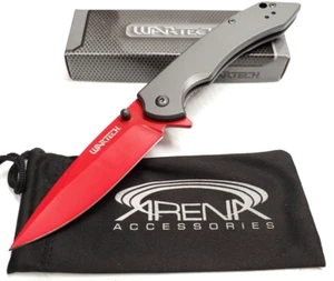 Lefty Reversible Tip Up Carry Pocket Clip Spring Assisted Frame Lock Knife - Red - Picture 1 of 6