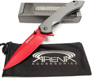 Lefty Reversible Tip Up Carry Pocket Clip Spring Assisted Frame Lock Knife - Red - Image 1 of 4