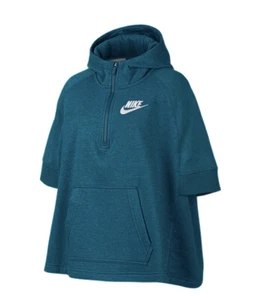 Girls Nike Pullover Half Zip Hooded Poncho Teal Size M Medium 890250-301 - Picture 1 of 2