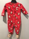Carters Just One You Infant My 1st Christmas Red Monkey Sleeper Size 9 Months