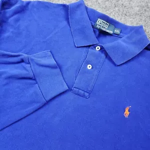 Polo Ralph Lauren Shirt Mens 2XL XXL Polo Long Sleeve Blue Orange Pony Logo - Picture 1 of 8