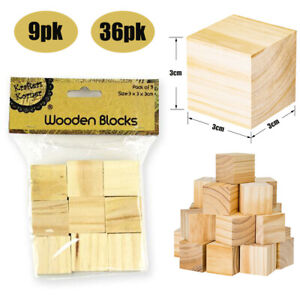 9/36pcs Craft Wooden Blocks Square 3CM Cube Natural Wood Cube Puzzle Building