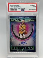 2022-23 Panini Origins Stephen Curry Universal Auto Pink /25 PSA 7 On Card
