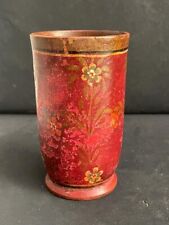 OLD VINTAGE INDIAN HAND PAINTED RICH PATINA DRINKING WOODEN GLASS TUMBLER