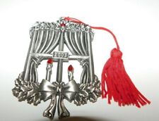 Avon Pewter Christmas Window Candles Ornament  & Pouch 2008