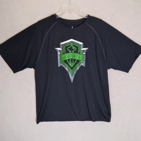 Seattle Sounders FC Shirt Mens Large Black Adidas Short Sleeve Soccer MLS Cover