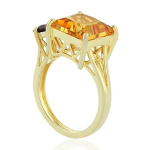 6.50 Ct Citrine & Garnet Cocktail Ring 14k Solid Yellow Gold - Picture 1 of 3