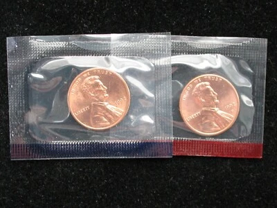 1992 P & D BRILLIANT UNCIRCULATED * LINCOLN MEMORIAL CENTS * ORIGINAL MINT CELLO - Image 1 of 2