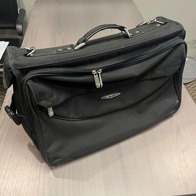 Jeep Suit Garment Bag Travel Luggage Black Canvas Black Bi-Fold Carry-On Vintage - Image 1 of 4