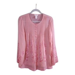 Túnica pintuck floral bordada de seda Sundance en rosa femenina pequeña para mujer - Imagen 1 de 6