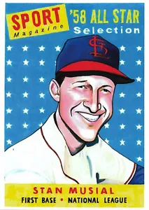 Stan Musial LIMITED EDITION 1958 All Star Topps Caricature illustration #36/100 - Picture 1 of 1
