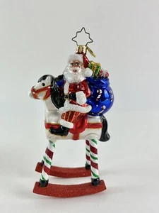 Radko A REALLY ROCKIN CHRISTMAS Christmas Ornament Rocking Horse Santa - Picture 1 of 6
