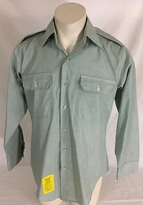 Vintage United States Army Long Sleeve Duty Shirt Green 415 Size 15 - Picture 1 of 12