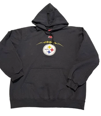 Sudadera con Capucha De Colección Pittsburgh Steelers Hombres L Negra NFL Fútbol Y2K Foto 1 de 4