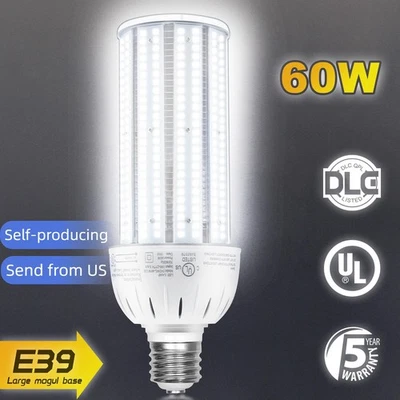 UL Listed 60W LED Corn Light Bulb E39 Mogul Base 5000K Daylight Lamp AC 100-277V - Image 1 of 4