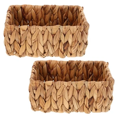  2 Pcs Cestino Vimini Intrecciato Mano Cestini Portaoggetti Per La Casa - Immagine 1 di 4