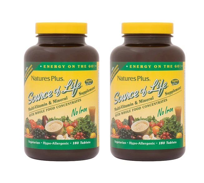 Nature's Plus Fuente de Vida Sin Hierro 180 Comprimidos (2 PACK) Foto 1 de 1
