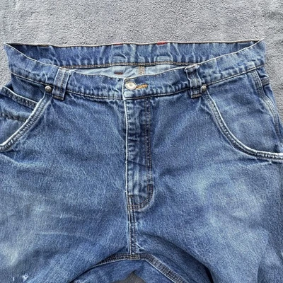 Pantalones de mezclilla Craftsman para hombre 34x32 azul ropa de trabajo carpintero desgastados calce relajado Foto 1 de 4