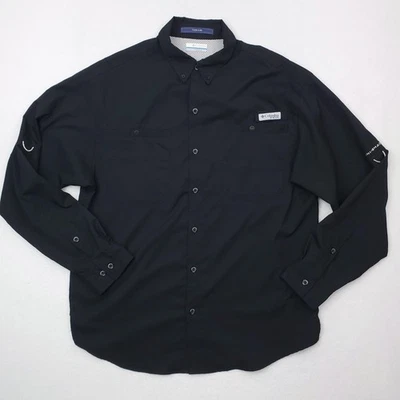 Columbia PFG Tamiami Shirt Mens Medium Black Omni-Shade Fishing Vented Caped - Image 1 of 4