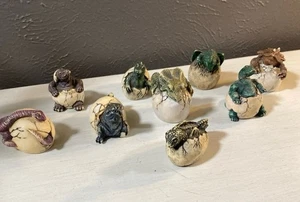 Group of 9 baby dinosaurs breaking out of shell - VINTAGE - Picture 1 of 10