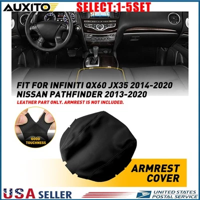 Console Lid Armrest Cover PU Leather For Infiniti QX60 2014-2020 Black M 1-5X - Imagem 1 de 2