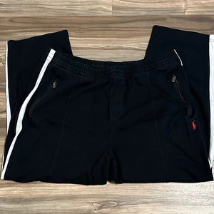 Polo Ralph Lauren Interlock Track Pants Men's 2XB BIG Black Striped Heavyweight - Picture 1 of 6