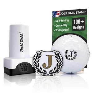 Ball Tatt - J Initial Golf Ball Stamp Self-Inking with Monogram Ball Marker - Picture 1 of 9