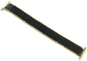 16-22mm Kreisler Romunda Gold Tone/ Black Stainless Steel Mens Watch Band - Picture 1 of 3