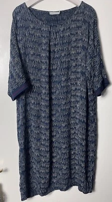 BETTY & CO Dark Blue White Abstract Print Shift Dress Size UK 20 46 Barclay - Image 1 of 4