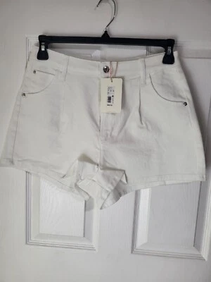 Pantalones cortos de mezclilla plisados de tiro medio GB Juniors, blancos talla 11 (B15) Foto 1 de 4