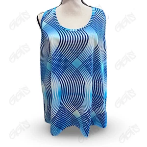 Champion Shirt Women SZ 3X Wavy Blue Stripes Razorback Athletic Double Dry Tank - Picture 1 of 11