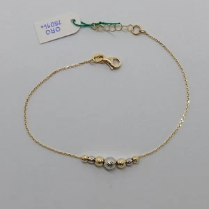 BRACCIALE DA DONNA A MAGLIA CON SFERE IN ORO GIALLO E BIANCO 18KT 1,3 GR. (7906) - Imagen 1 de 12