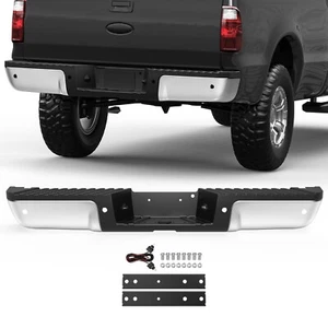Chrome Rear Step Bumper For 2008 2009-2016 Ford F250 F350 F450 w/ Sensor Holes - Picture 1 of 8