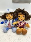 Lot Of 2 Dora the Explorer Beanie Plush Dolls World Adventure Soft Toys