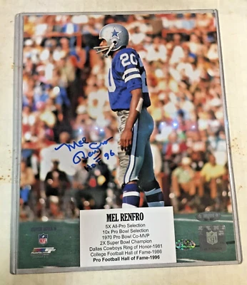 Mel Renfro Autographed/Signed 8x10 Photo TRISTAR Dallas Cowboys - Image 1 of 2