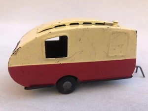 Vintage Tri-ang Minic Toys 16M Tinplate Caravan Cream & Red Good Condition - Picture 1 of 18