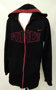 Giacca Nike Uomo M Nera Full Zip Up con Cappuccio, FORCE Spell Out Rosso - Foto 1 di 5
